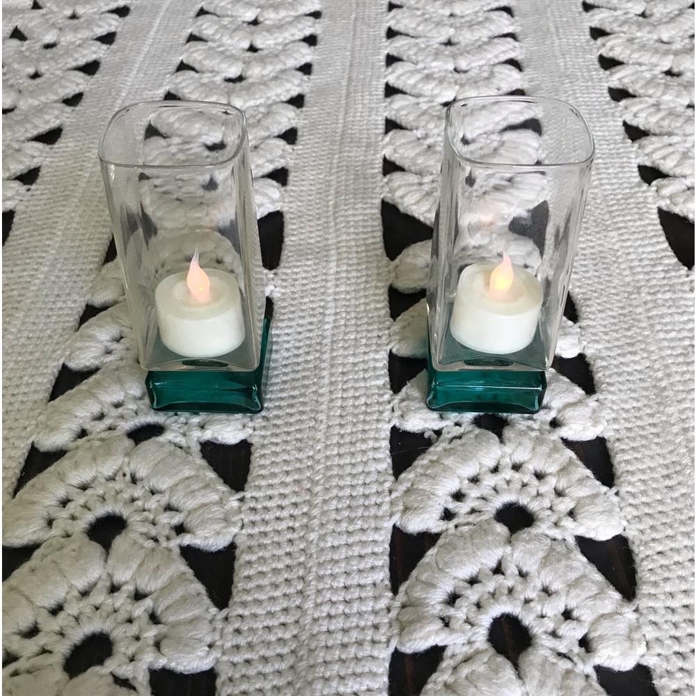 Vintage 80’s Glass Decor Votive/ Highball Glass or Vase Set